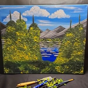 Landscape Canvas Art in Blue and Green